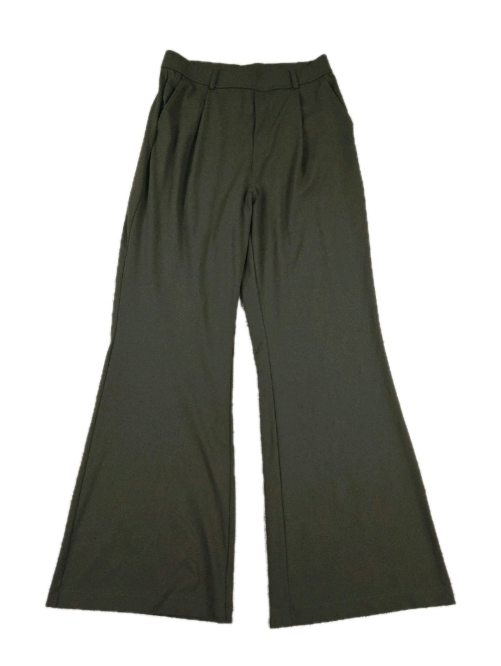 HALARA Pants Womens M Green Pull On Stretch Pleated Flare Leg Trousers Corporate